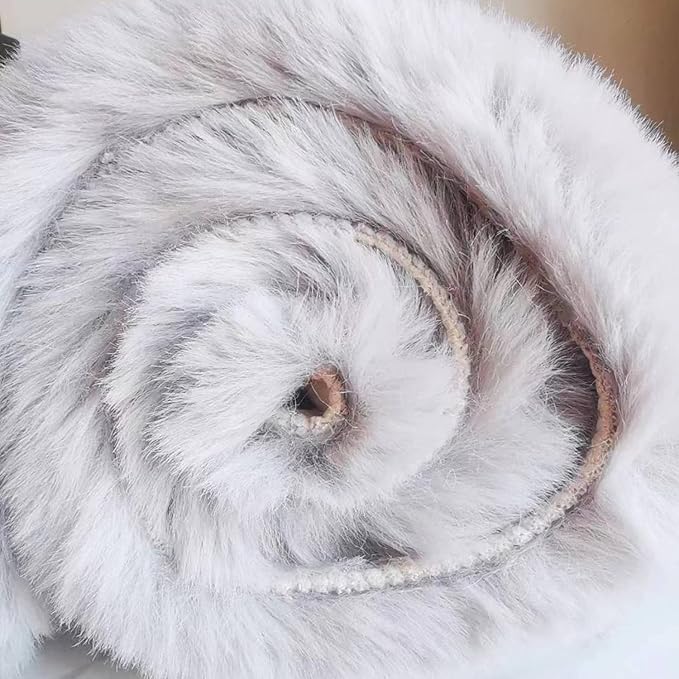 Ghouse Faux Rabbit Fur Round Rug 6ft Grey Round Rugs for Bedroom Decor Fluffy Area Rugs for Living Room, no-Shedding Carpet Sheepskin Washable Rug Rome Decor