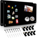2Pack Black Magnetic Board,17.5" x 11.4" Magnet Bulletin Board to Display Magnetic Notes, Poetry, Photos, Suitable for Wall, Refrigerator, Cabinet etc, Come with 8 Pcs Dual Lock Tape and Screws