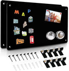 2Pack Black Magnetic Board,17.5" x 11.4" Magnet Bulletin Board to Display Magnetic Notes, Poetry, Photos, Suitable for Wall, Refrigerator, Cabinet etc, Come with 8 Pcs Dual Lock Tape and Screws
