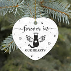 Hyturtle Cat Memorial Heart Ornament - Ceramic Pet Loss Keepsake with Angel Wings - Forever in Our Hearts Remembrance Christmas Ornament for Cat Lovers - 3 Inch Ceramic Hanging Gift Memorial 7