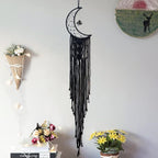 MOONFLY Black Moon Dream Catcher with Handmade Crystal Stone Design Woven Cotton Boho Macrame Wall Hanging Home Decoration Ornament Craft Gift(Black Crystal Stone Moon)