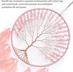 Pretty Jolly Pure Pink Tree of Life Dream Catcher Wall Decor with Healing Crystal Stone Handmade Feather Dream Catchers Decoration Wall Hanging Bedroom Living Room Wedding Party Home Decor-25.6"