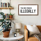 12x22in Hanging Wall Sign with Motivational Quote You Are Parked Illegally Bible Quotes Apricot Frame Wooden Plaque for Bathroom Farmhouse Porch Cottage Wall Decor Birthday Housewarming Gift