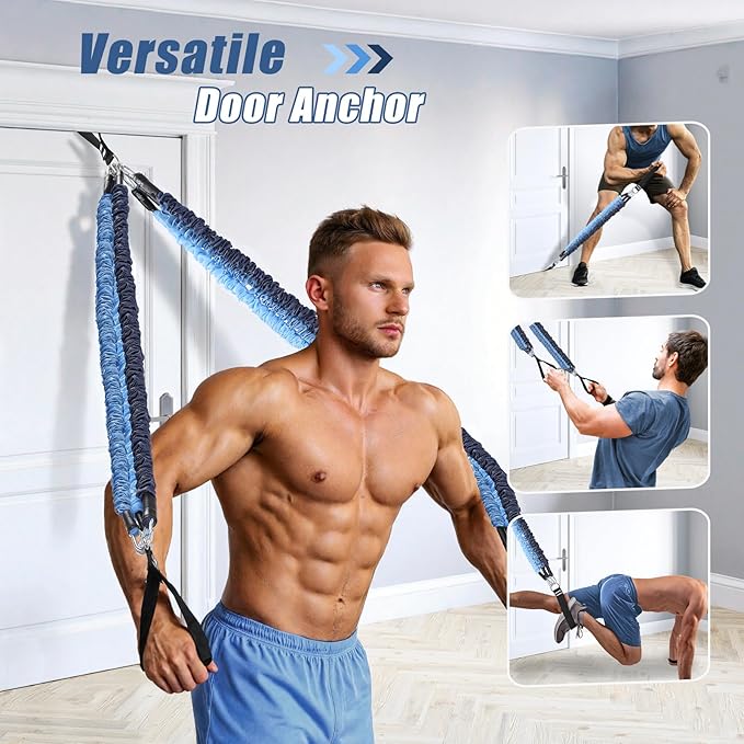 Upgraded Pilates Bar Kit with Resistance Bands Natural Latex for Women & Men, Heavy-Duty Stainless Steel Multifunctional Yoga Pilates Stick for Home Gym Exercise Fitness Equipment Full-Body Workouts
