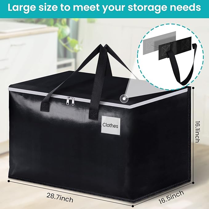 Extra Large Moving Boxes-Moving Bags with Zipper, Carrying Handles and Tag Pocket-Moving Supplies for Space Saving-Totes for Storage - for moving, Storage, Camping and Travel 125L-8 Pack