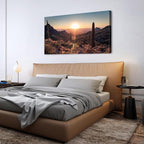 Mountain Wall Art Sunset Cactus Wall Decor Arizona Sonoran Desert Canvas Pictures Saguaro Landscape Photography Prints Western Nature Artwork Living Room Bedroom Office Home Decoration 29.53x 57.87"