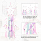 PATIKIL 28" Moon Sun Star Dream Catchers Set, Feather Handmade Dream Catchers Wall Hangings Art Decor for Home Wedding Bedroom Living Room Ornament,Pink