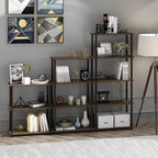 Furinno TURN-N-TUBE Storage Shelves, 4-Tier Toolless Book Shelf, Corner Shelf, Toolless Open Shelves, for Organization and Storage, Living Room, Garage, Home Office, Walnut