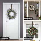 Wreath Hanger,Adjustable Length 14.9-25 Inch Metal Door Hanger,Wreath Hanger for Front Door 20 lbs Larger Christmas Wreaths Decorations Hook