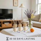 Reed Diffuser Set, Lavender Osmanthus Orange&Lemon Scent Oil Diffusers with Sticks for Home Office Bathroom Aromatherapy Decor 1.69oz X 3