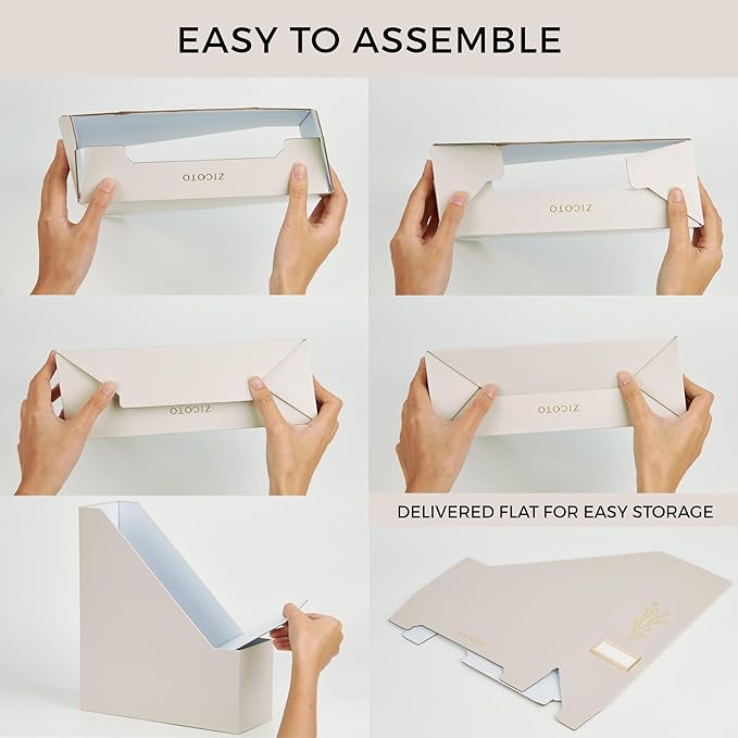 Beautiful Magazine Holder Set of 3 - Sturdy File Holder to Organize Your Desk Or Shelves - The Perfect Office Storage to Effortlessly Organize Your Paperwork/Files, Magazines, Books Or Binders