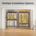 VIPEK R2 Plus Rolling Clothes Rack for Hanging Clothes Heavy Duty Clothing Rack 3 Tiers Adjustable Metal Wire Shelving Garment Racks with Side Hooks, Closet Organizers and Storage Wardrobe, Bronze