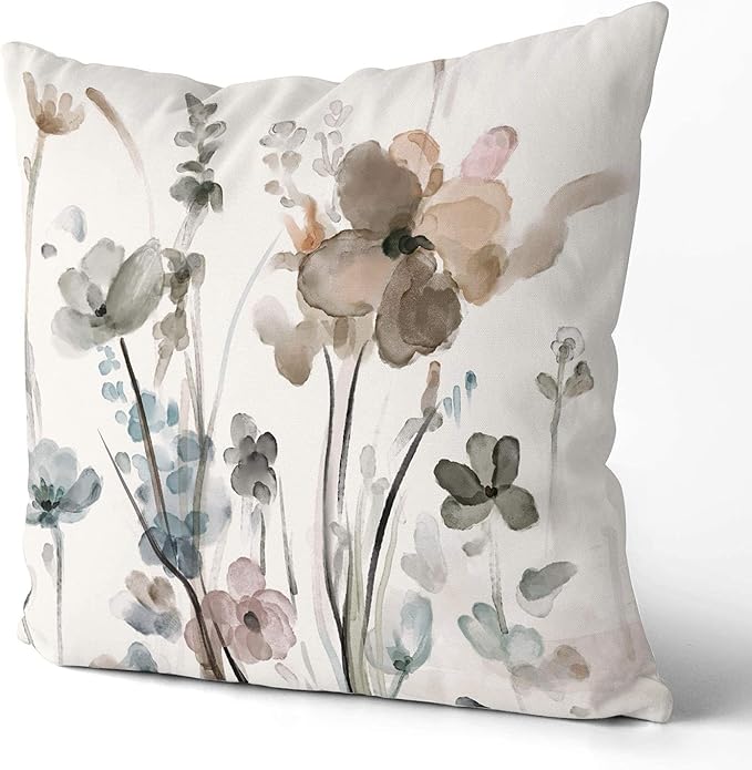 Flower Throw Pillow Covers 20x20 Set of 2, Cozy Flowers Pillow Cushion Cases, Modern Decorative Square Pillowcases for Sofa Couch Bedroom Living Room Car Seat