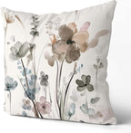 Flower Throw Pillow Covers 20x20 Set of 2, Cozy Flowers Pillow Cushion Cases, Modern Decorative Square Pillowcases for Sofa Couch Bedroom Living Room Car Seat