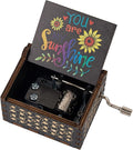 AUEAR, You are My Sunshine Wooden Music Box Hand Crank Laser Engraved Vintage Musical Small Unique Gift for Birthday Wedding Christmas Valentines Day (Style B)