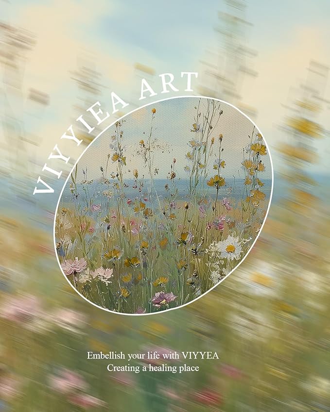 VIYYIEA Vintage Large Framed Wall Art for Living Room, Landscape Canvas Prints Home Decor, Oil Painting Picture, Bedroom Wall Decor Gifts for Friends or Family -【Summer Whispers】-(36L x 24W)