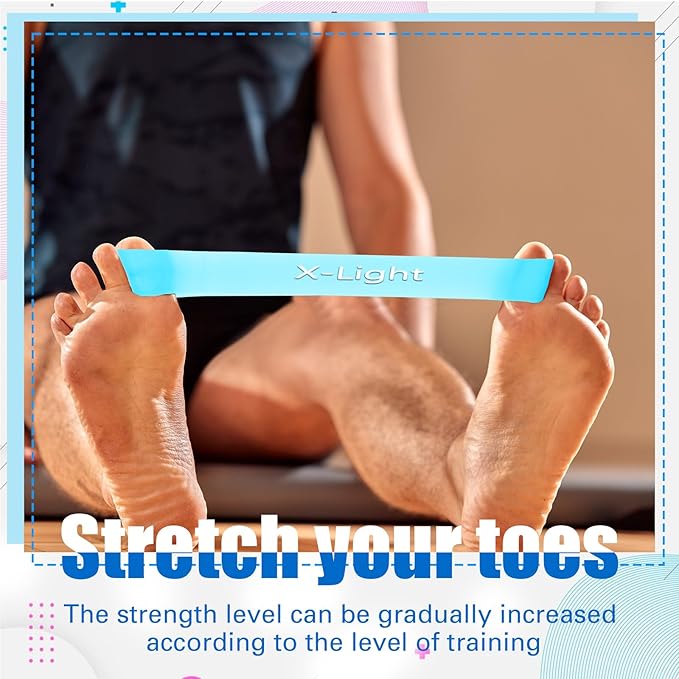 Set of 5 Toe Stretcher Band Separator Spacer Bunion Correction Hallux Valgus Alignment Foot Stretcher Straightener Resistance Loop Yoga Exercise Foot Care with Carry Bag(Blue)
