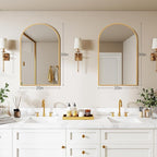 DUMOS Gold Metal Arch Vanity Rounded Rectangle Bathroom Mirrors for Over Sink Wall, 21x30 Inch Large Matte Mirror, Modern Decorative for Restroom, Farmhouse