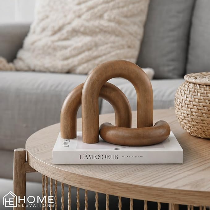 Wooden Arch Decor Set of 3 - Shelf Decor Aesthetic for Coffee Tables, Consoles, Bookcases, & Entryways - Scandinavian & Japandi Home Decor Accents - Wood Decorative Objects
