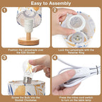 Fenmzee Ginkgo Table Lamp for Bedroom - Inline Control, Small Bedside Lamp with 3000K A15 LED Blub, Easy Assembly (Ginkgo Cream Shade, 9" Inline Control)