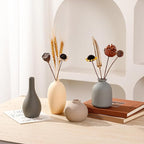 Ceramic Vase Set of 4 Small Vases Home Decor Modern Rustic Farmhouse Pottery Decorative Flower Vases for Pampas Grass Dried Fresh Flowers, Living Room, Bedroom, Table Centerpiece, Mantel, Shelf
