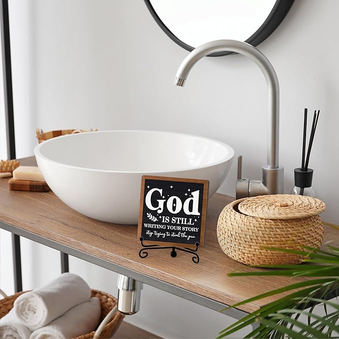 Home Decor, Farmhouse Shelf Decor For Living Room, Boho Aesthetic Table Decorations, Christian Gifts For Women Men, Entryway Tv Stand Fireplace Mantle Coffee Table Decoration (story-02)