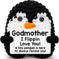 Belatelove Godmother Gifts for Birthday, Handmade Crochet Mini Penguin Mothers Day Cute Birthday Gifts for Godmother from Granddaughter Grandson, Funny I Love You Gift for Godmother Easter Decor
