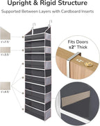 ULG Over The Door Organizer with 6 Large Pockets 12 Side Pockets, 50lbs Weight Capacity Door Hanging Organizer for Bedroom, Bathroom, Pantry, Nursery Storage, Dark Gray