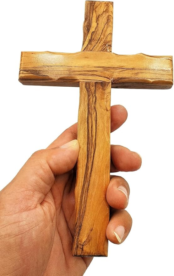 Zuluf Wall Hanging Olive Wood Cross | Hand Carved Cross | Olivewood Christian Wall Cross With Holy Land Certificate | Ideal Gift for Home Decoration, Weddings and Home Office 20cm / 7.8" CRS051