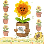 Gifts for Mom Mothers Day Birthday Gifts- Positive Crochet Sunflower, Funny Cute Small Sunflower Gift for Mom Bonus Mother in Law from Daughter Son Positive Emotional Support Pickle Gift