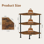 YINMIT Corner Shelf Stand, Standing Corner Display Shelf, Corner Organizer Shelf for Living Room, Bedroom, Bathroom, Kitchen, Small Spaces (Rustic Brown, 3 Tier)