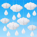 Affrolling 20 Pcs 3D Cloud Decorations Raindrop Decorations Hanging Honeycomb Decor Artificial Fake Cloud Ornaments for Ceiling Birthday Nursery Room Baby Shower Party Decor