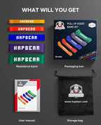 HAPBEAR Pull Up Assistance Bands - Pull Up Bands - Resistance Bands - Exercise Bands Resistance Bands Set of 5 - Workout Bands for Working Out, Stretching, Muscle Training