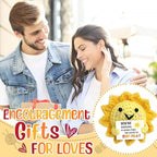 Positive Crochet Sunshine Dolls with Uplifting Messages - Sunshine Gifts for Women, Men & Friend, Handmade Emotional Support Dolls - Crochet Emotional Support Buddies | Mental Wellness Desk Companion