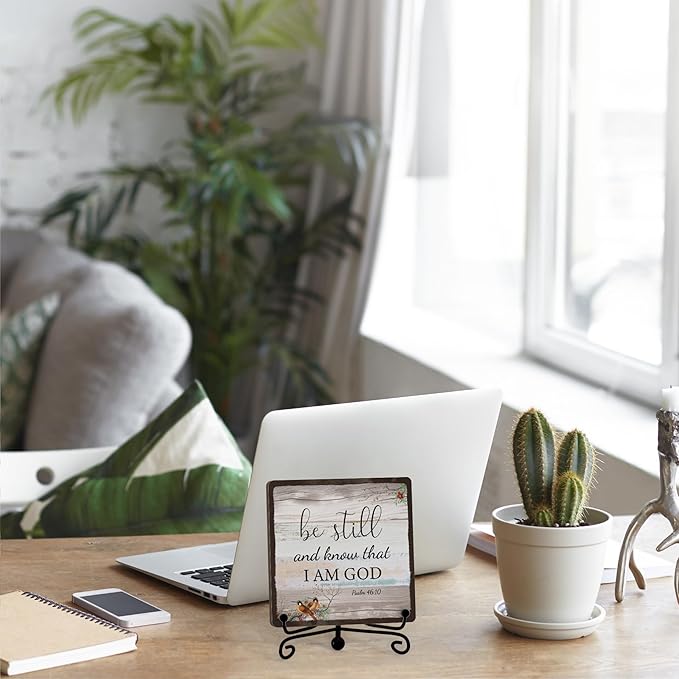 Home Decor, Farmhouse Be Still And Know That I Am God Shelf Decor For Living Room, Christian Gifts For Women Men, Entryway Tv Stand Fireplace Mantle Coffee Table Decoration (Still-14)