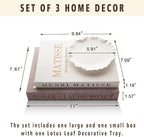 Decorative Books for Home Decor, Coffee Table Decor with Linen White Books Stack Bookshelf, Fake Book Double as Libros Decorativos and Photo Storage (3 Piece Set with Tray)