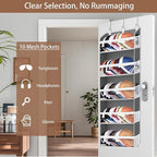 Over the Door Hat Organizer for Baseball Caps, Hold up to 60 Hats Rack Storage for Door/Closet/Wall, Clear Pockets Hanging Hat Holder for Baseball Caps with 10 Mesh Pockets, Grey