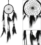 1pc Wood Beads Handmade Large Dream Catcher Dreamcatcher Craft Hanging Pendant Craft Gift Living Room Home Decoration(Black)
