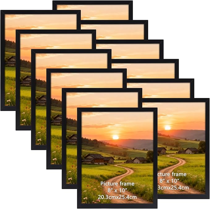 8x10 Black Picture Frames Set of 12 for Displaying 8 x 10 Photos, Multi 8x10 Frames Collage for Wall or Tabletop, Horizontal or Vertical Display