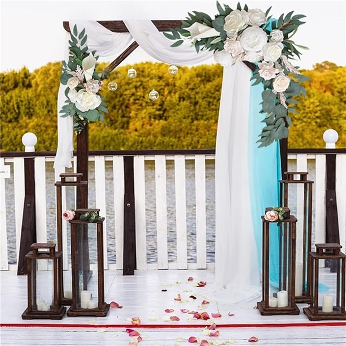 CDQL 2Pcs Wedding Welcome Sign Floral Decoration,Artificial Flower Swag Wedding Arch Decor, Wedding Flower Swag for Wedding Ceremony and Reception Arrangement (Champagne)