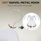 Wooden Hangers 30 Pack, Smooth Wood Hangers with 360° Swivel Hook & Notches, Slim Coat Hanger Wooden for Closet, White