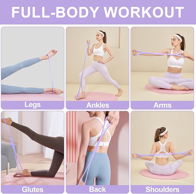 Figure 8 Resistance Band: Resistance Bands with Handles for Working Out - 8 Shaped Resistance Bands for Women - Exercise Bands for Arms - Fullbody Yoga Pulling Rope