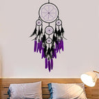 Purple and Black Dream Catcher Large Dream Catchers Wall Decor Handmade Feather Dreamcatcher Wall Hanging Ornament for Bedroom Living Room Home Decor