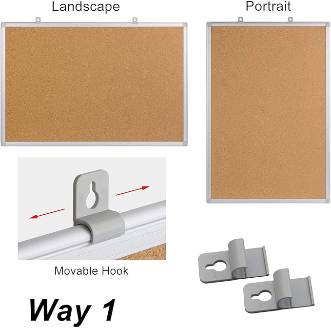 Bulletin Board 36 x 48, Silver Aluminium Framed 4x3 Large Wall Mounted Cork Office Notice Pin Board
