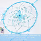Dreamlike Butterfly Tree of Life Dream Catcher Wall Decor Blue Dream Catcher with Crystal Stone Handmade Feather Dreamcatchers Home Decor Wall Hanging for Girls Bedroom Wedding Craft Gift-29.5"