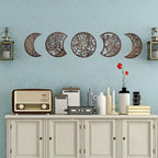 Jetec 5 Pcs Moon Phase Wall Art Decor Wall Pediments Hanging Wooden Phase Spiritual Bedroom Nordic Boho Lunar Aesthetic Art for Living Room Dorm Apartment Ornament(Dark Brown,15.75 Inch,Botanical)