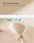 SONGMICS Clothes Hangers, Pack of 50 Plastic Coat Hangers, Space-Saving, Cloud White UCRP050W05