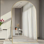 Prywot Full Length Mirror, Oversized 81"x41" Arched-Top Floor Mirror, Free Standing Mirrors, Modern Full Body Mirrors with Aluminum Alloy Frame for Bedroom,Living Room, Gold