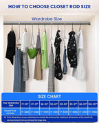 4 PACK Closet Rods for Hanging Clothes, 17 to 39 Inches Stepless Adjustable Metal Closet Rod, 1.3 Inches Heavy Duty Clothes Hanging Rod for Closet Wardrobes Laundry RV, Black