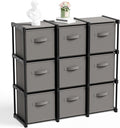 9 Cube Storage Organizer with Shelf Back to School Boxes 11 Inch Toy Storage Bins Closet Organizers Drawers Fabric Dresser for Playroom Books Bedroom Dorm Kitchen (Grey)